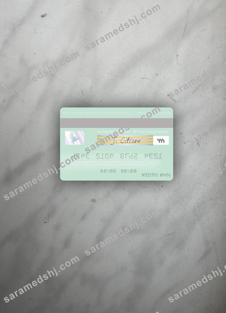 Niger Bank of Africa visa debit card photolook back